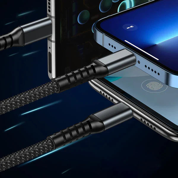 Câble de Charge Rapide 3-en-1 Transparent Lumineux