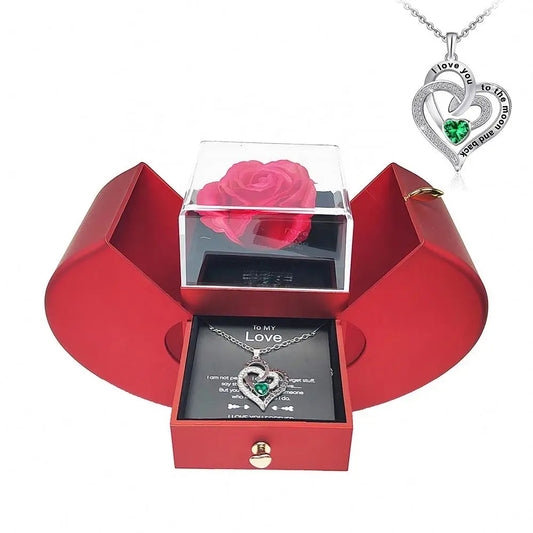 Coffret Rose Éternelle & son Collier d'Amour