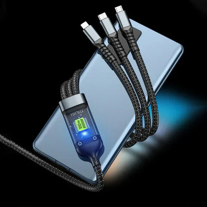 Câble de Charge Rapide 3-en-1 Transparent Lumineux