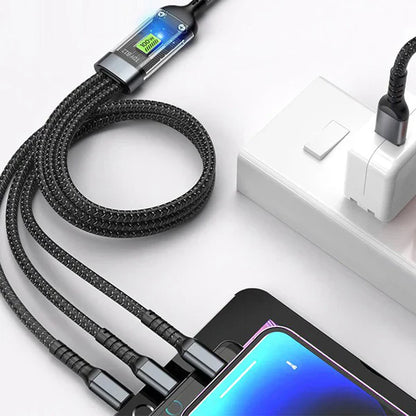 Câble de Charge Rapide 3-en-1 Transparent Lumineux